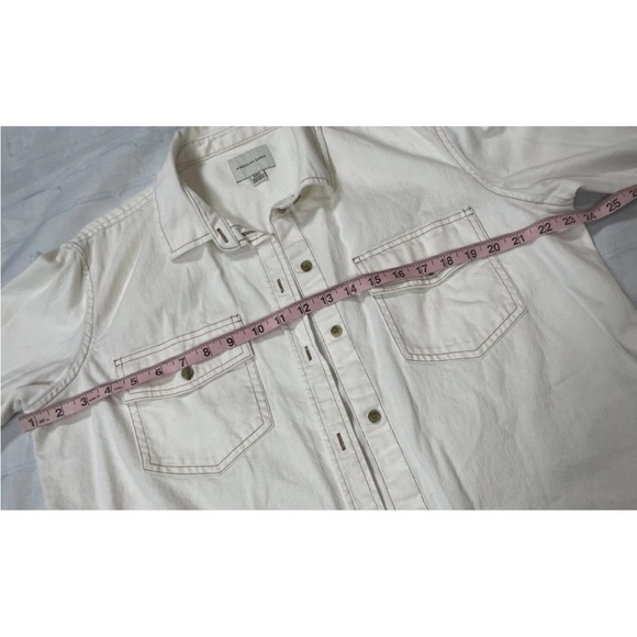 American Eagle Woman’s M Shacket Oversized Off White Denim button down Shirt - Picture 8 of 14